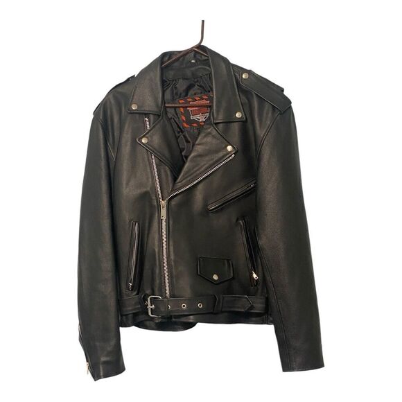 NWOT Men's Interstate Leather Black Cycle Jacket Size 46 - Picture 1 of 16